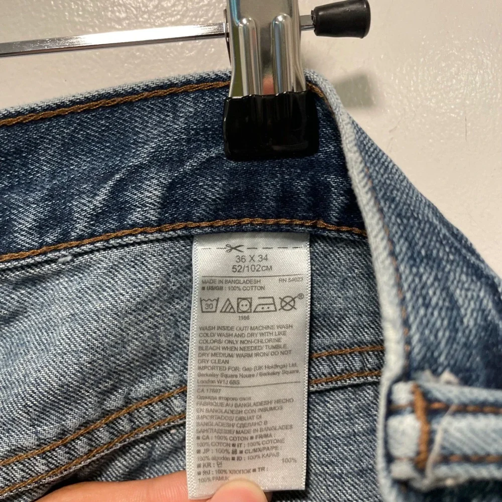 Banana Republic Straight Leg Jeans Mens 36x34 Blue Medium Wash Distressed Denim